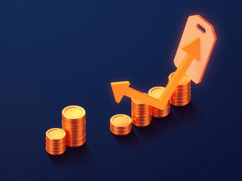 Isometric illustration of shrinking coin stacks and a price tag, representing margin erosion from discounts