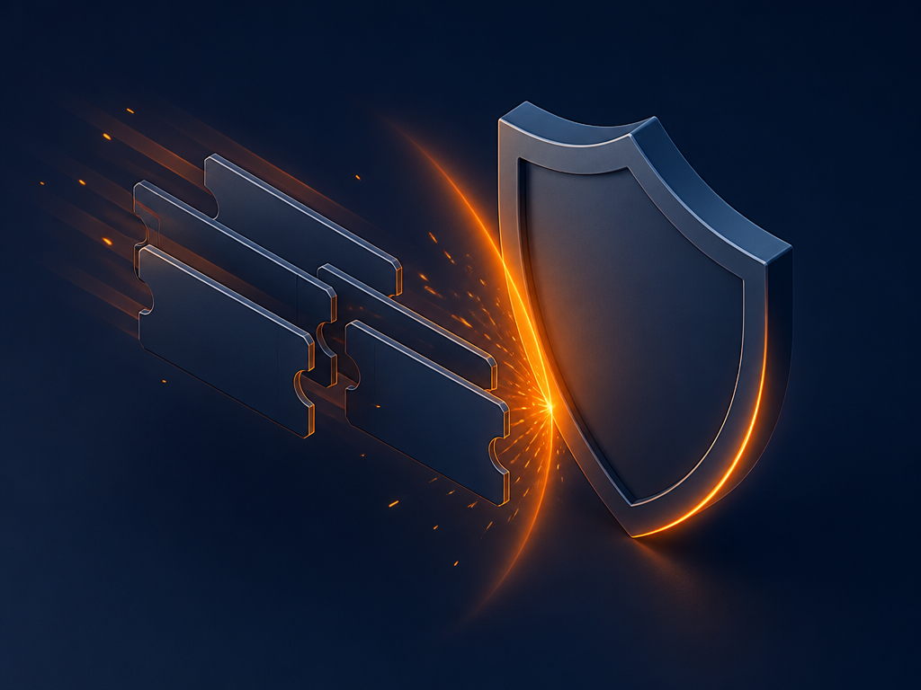 Isometric illustration of a shield deflecting duplicated coupon codes, representing promo abuse prevention