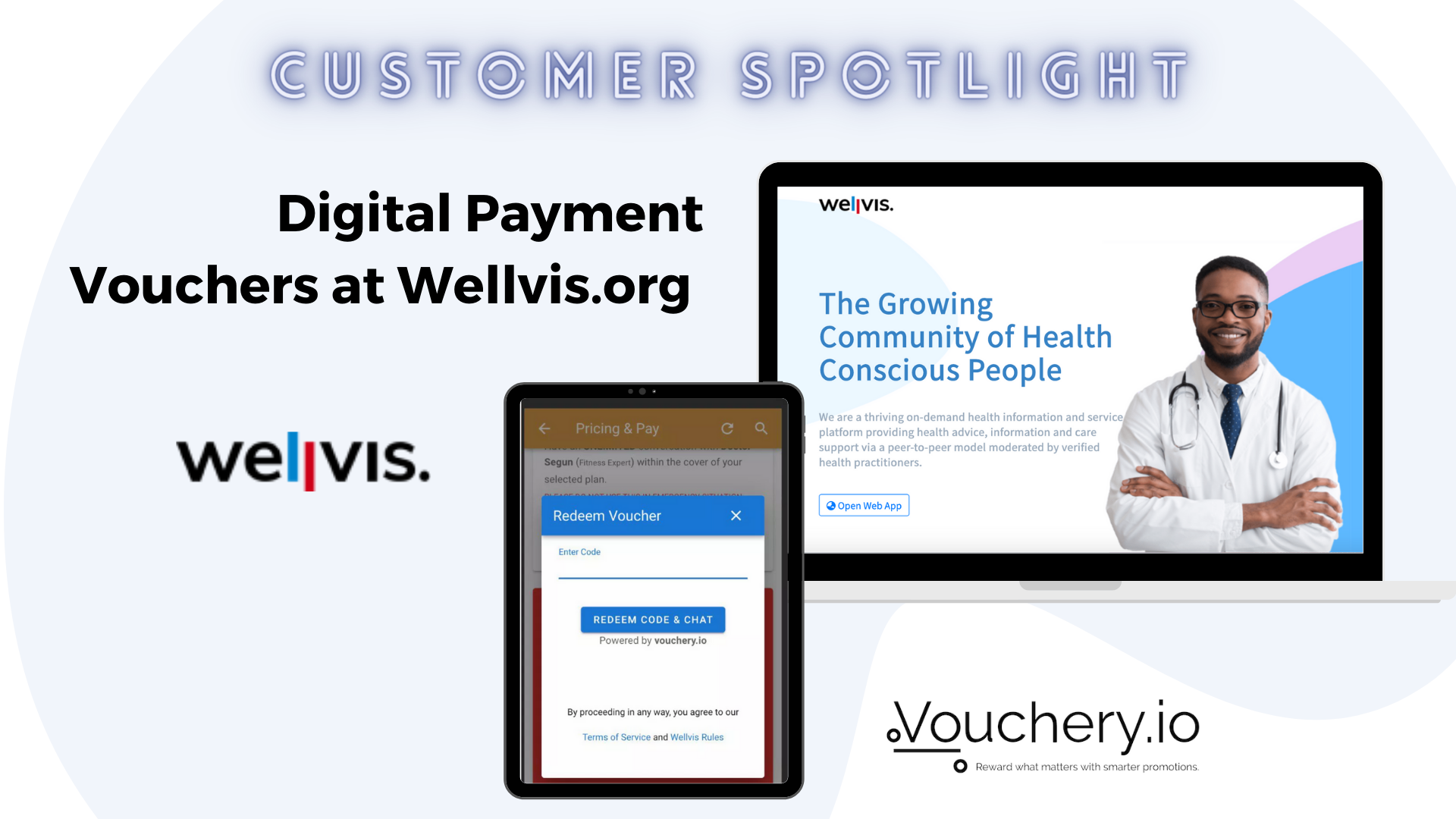 A doctor consulting a patient online through a telemedicine platform using a digital payment voucher