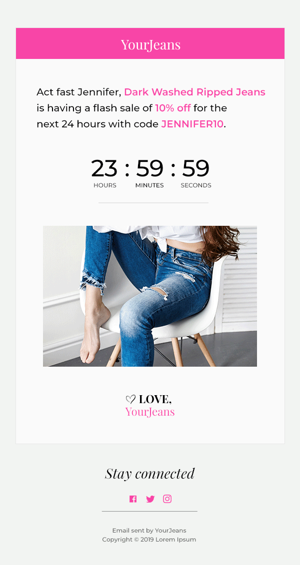 Animated gif used in an email promotion design