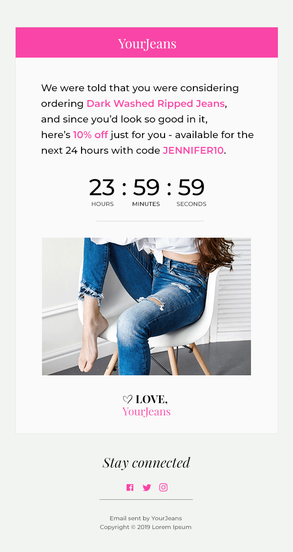 Humorous gif used in an email promotion design