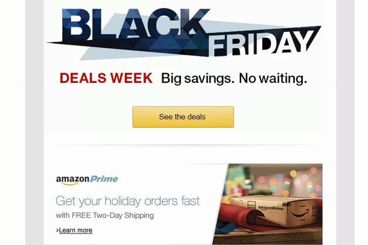 Entice customers with event-based emails. Source: Amazon.com