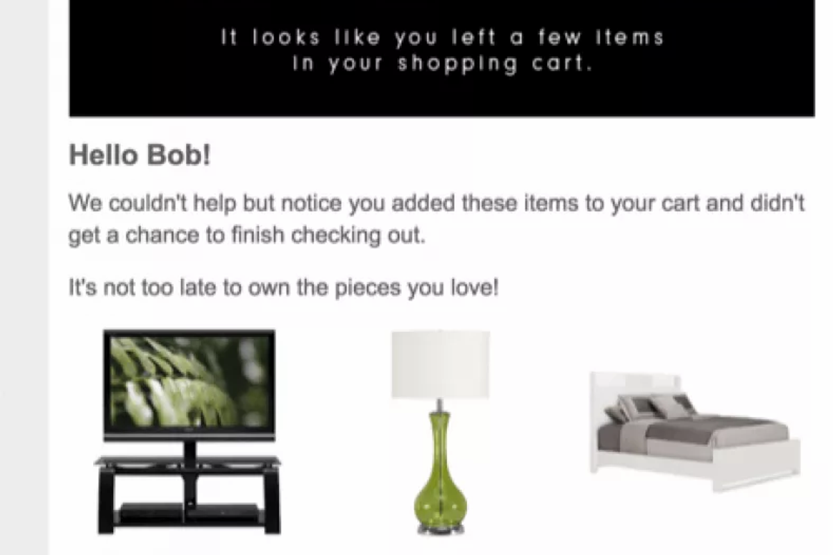 Use the coupon in the abandoned cart email. Source: CityFurniture.com