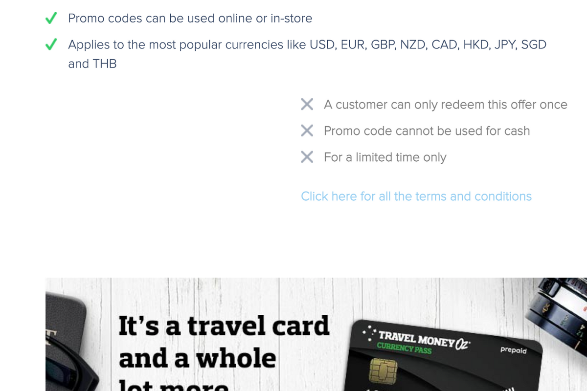 Travel Money Oz Currency Pass prepaid card