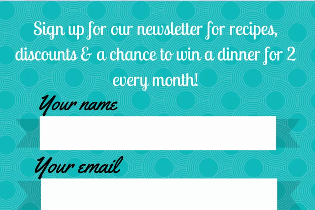 Single-use newsletter signup form with name, email, and privacy tickbox