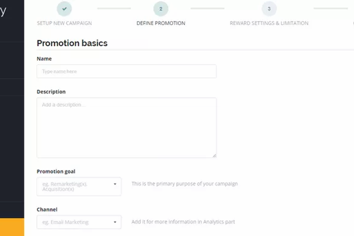 Defining promotion basics: name, description, goal, and channel